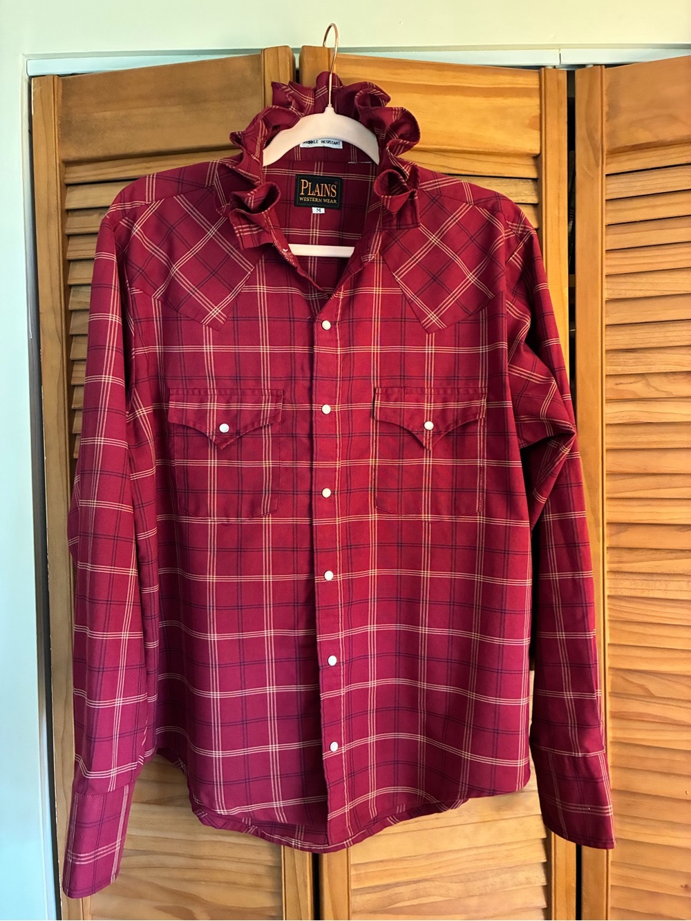 Women's Burgundy Plaid Button-Down Shirt - Tie Front - Picture 7 of 7
